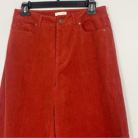 ANN MASHBURN Wide Leg Cropped Corduroy Pant Rust Stretch - Picture 5 of 11